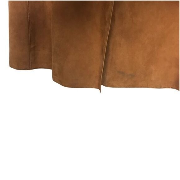 Vince Tan Suede Leather Belted Trench Coat Medium - Picture 16 of 16